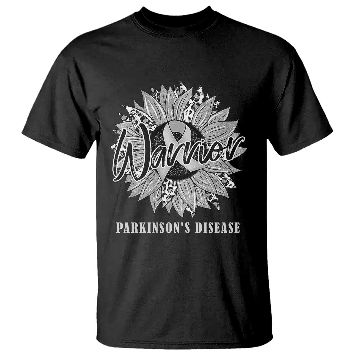 Parkinson's Warrior T Shirt Silver Ribbon Sunflower Support Awareness