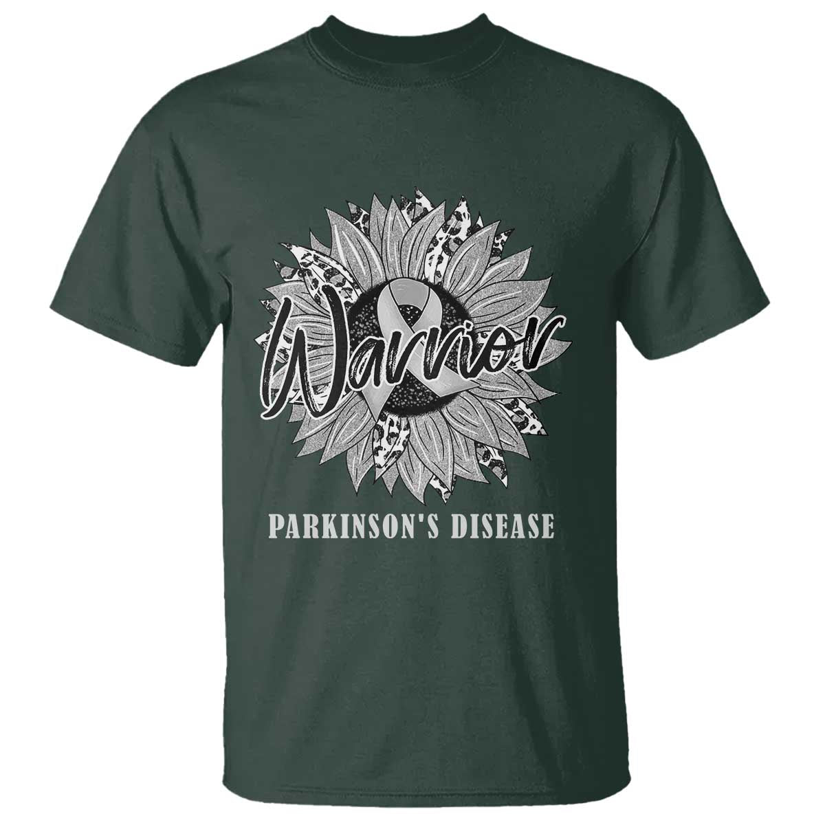 Parkinson's Warrior T Shirt Silver Ribbon Sunflower Support Awareness