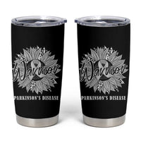 Parkinson's Warrior Tumbler Cup Silver Ribbon Sunflower Support Awareness