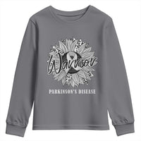 Parkinson's Warrior Youth Sweatshirt Silver Ribbon Sunflower Support Awareness