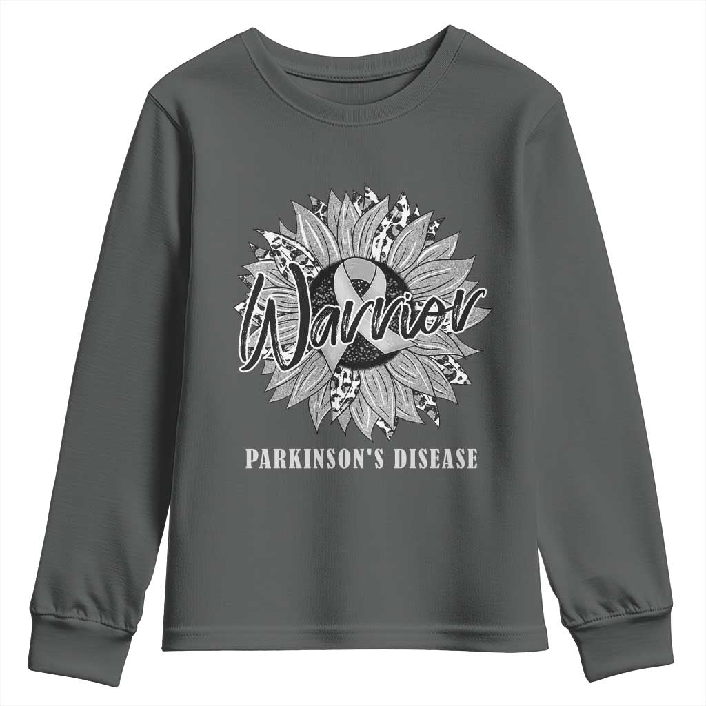 Parkinson's Warrior Youth Sweatshirt Silver Ribbon Sunflower Support Awareness