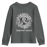 Parkinson's Warrior Youth Sweatshirt Silver Ribbon Sunflower Support Awareness