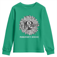 Parkinson's Warrior Youth Sweatshirt Silver Ribbon Sunflower Support Awareness