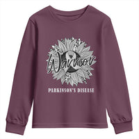 Parkinson's Warrior Youth Sweatshirt Silver Ribbon Sunflower Support Awareness