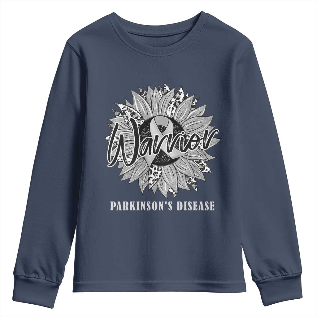 Parkinson's Warrior Youth Sweatshirt Silver Ribbon Sunflower Support Awareness