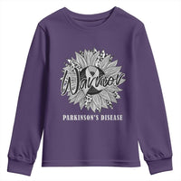 Parkinson's Warrior Youth Sweatshirt Silver Ribbon Sunflower Support Awareness