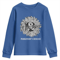 Parkinson's Warrior Youth Sweatshirt Silver Ribbon Sunflower Support Awareness