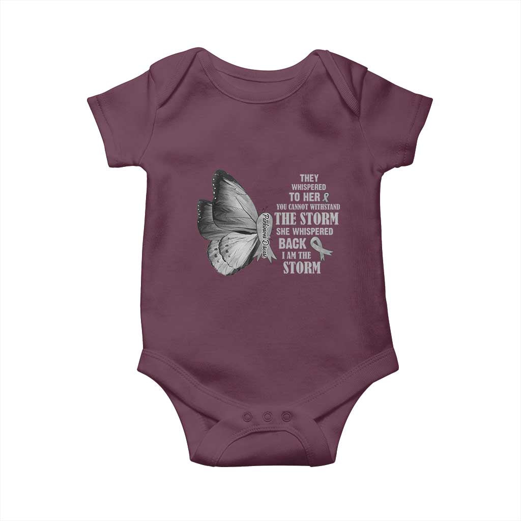 Parkinson's Awareness Baby Onesie She Whispered Back I Am The Storm Support Squad