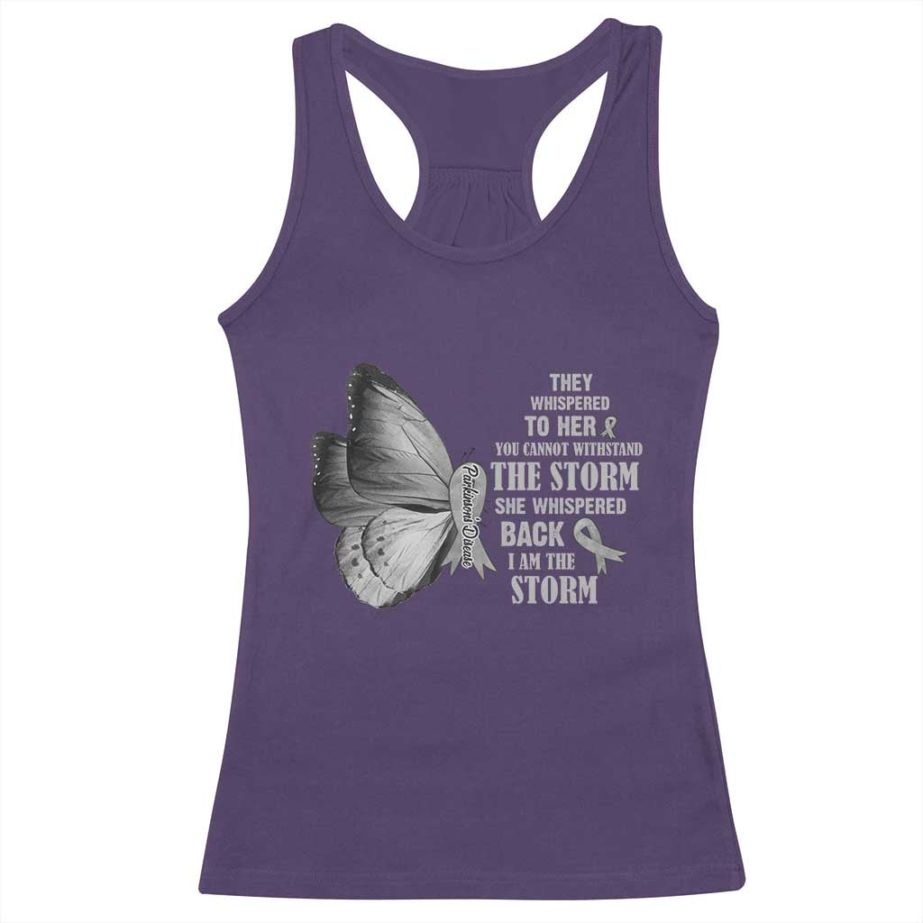 Parkinson's Awareness Racerback Tank Top She Whispered Back I Am The Storm Support Squad