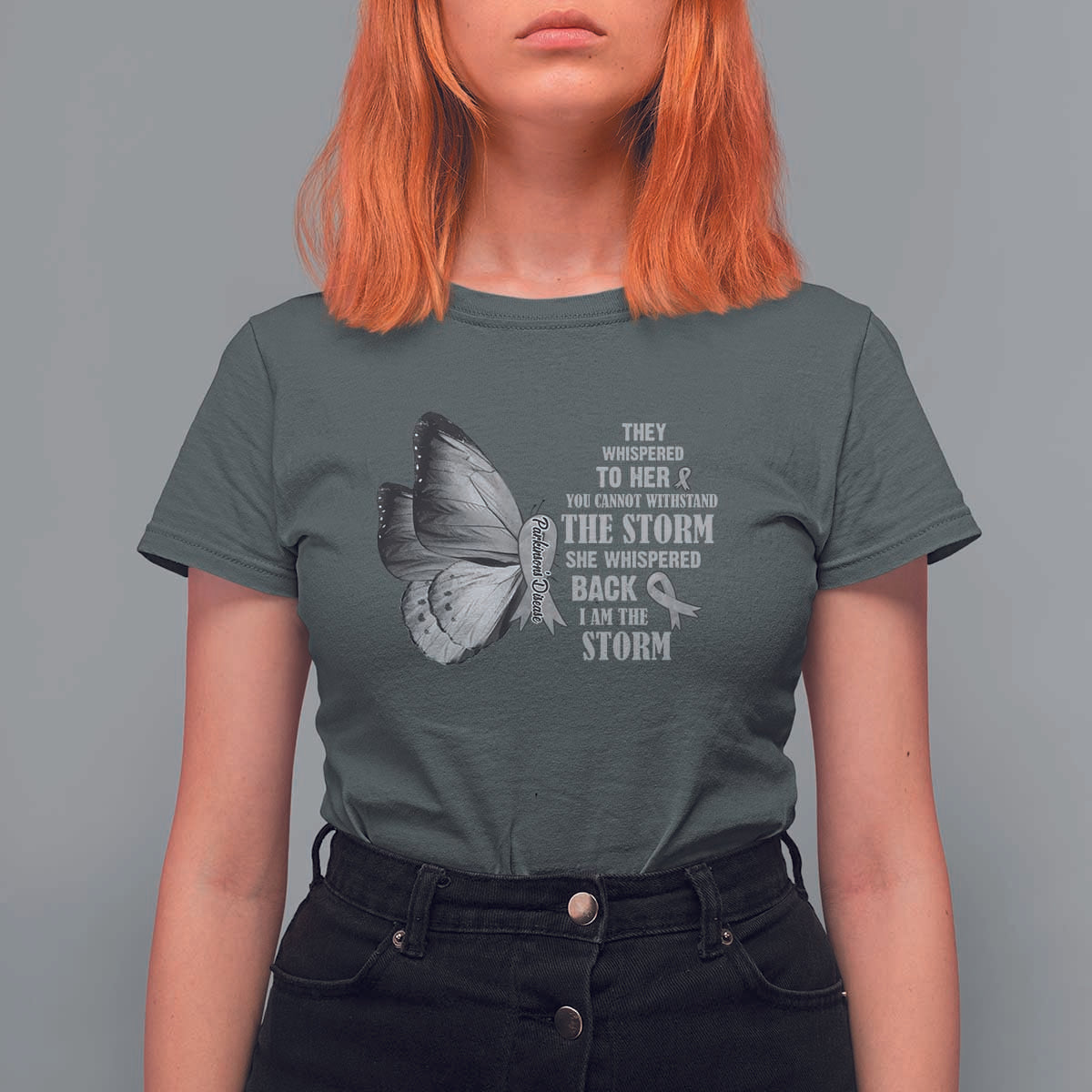 Parkinson's Awareness T Shirt For Women She Whispered Back I Am The Storm Support Squad