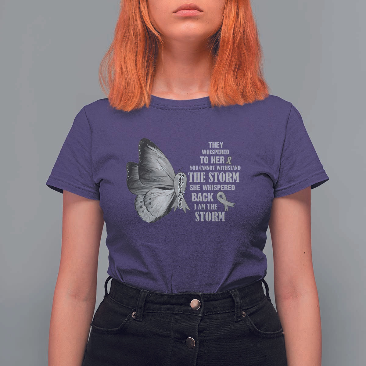 Parkinson's Awareness T Shirt For Women She Whispered Back I Am The Storm Support Squad