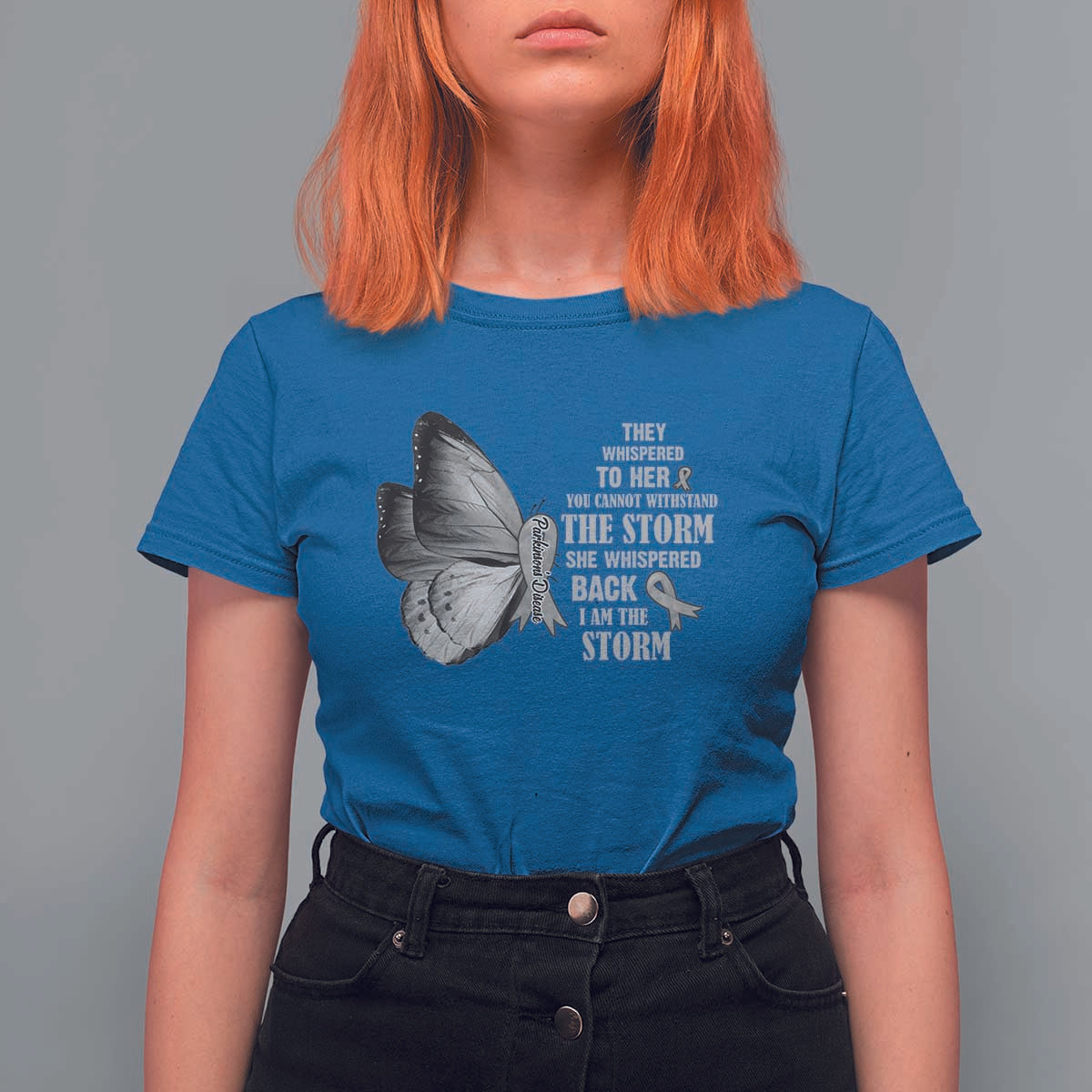Parkinson's Awareness T Shirt For Women She Whispered Back I Am The Storm Support Squad