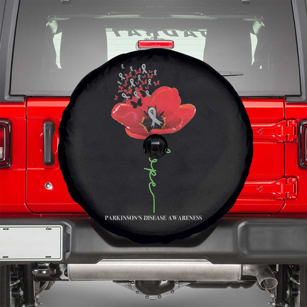 Parkinson's Awareness Spare Tire Cover Faith Hope Tulips Support Parkinsons Warrior