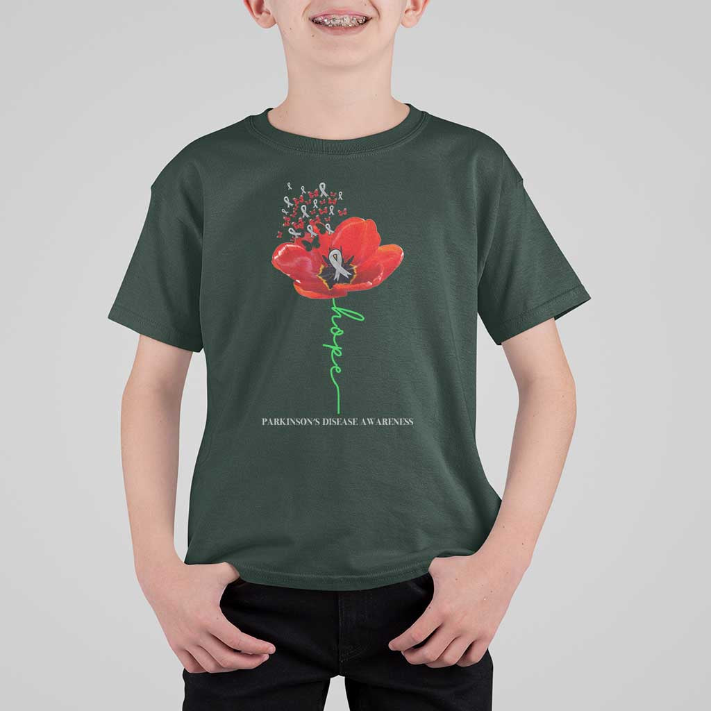 Parkinson's Awareness T Shirt For Kid Faith Hope Tulips Support Parkinsons Warrior