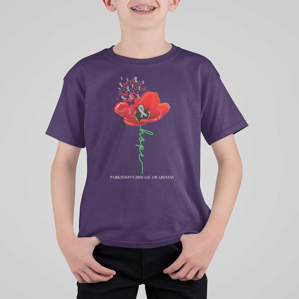 Parkinson's Awareness T Shirt For Kid Faith Hope Tulips Support Parkinsons Warrior