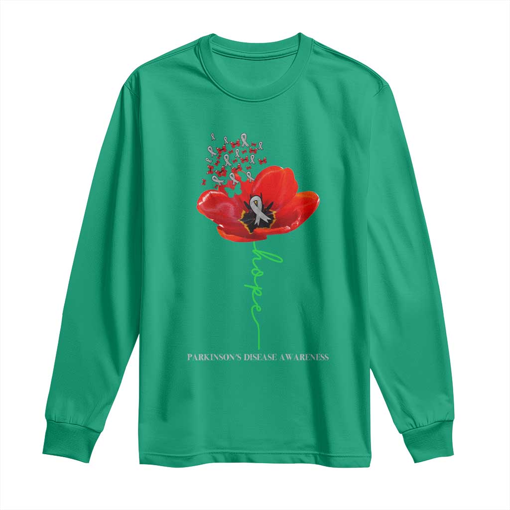 Parkinson's Awareness Long Sleeve Shirt Faith Hope Tulips Support Parkinsons Warrior