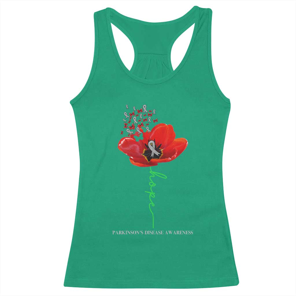 Parkinson's Awareness Racerback Tank Top Faith Hope Tulips Support Parkinsons Warrior