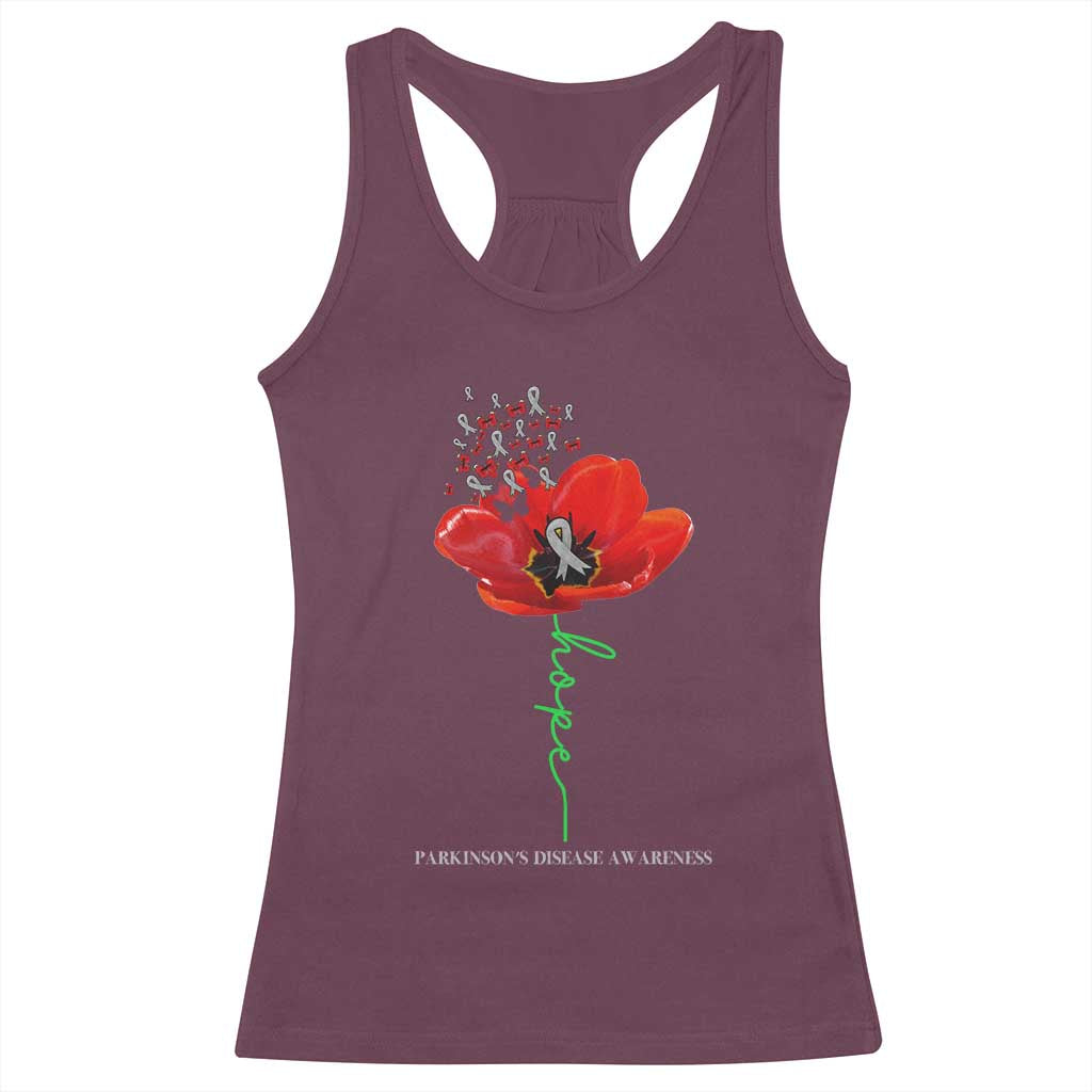 Parkinson's Awareness Racerback Tank Top Faith Hope Tulips Support Parkinsons Warrior
