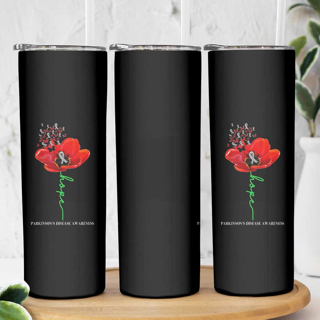 Parkinson's Awareness Skinny Tumbler Faith Hope Tulips Support Parkinsons Warrior
