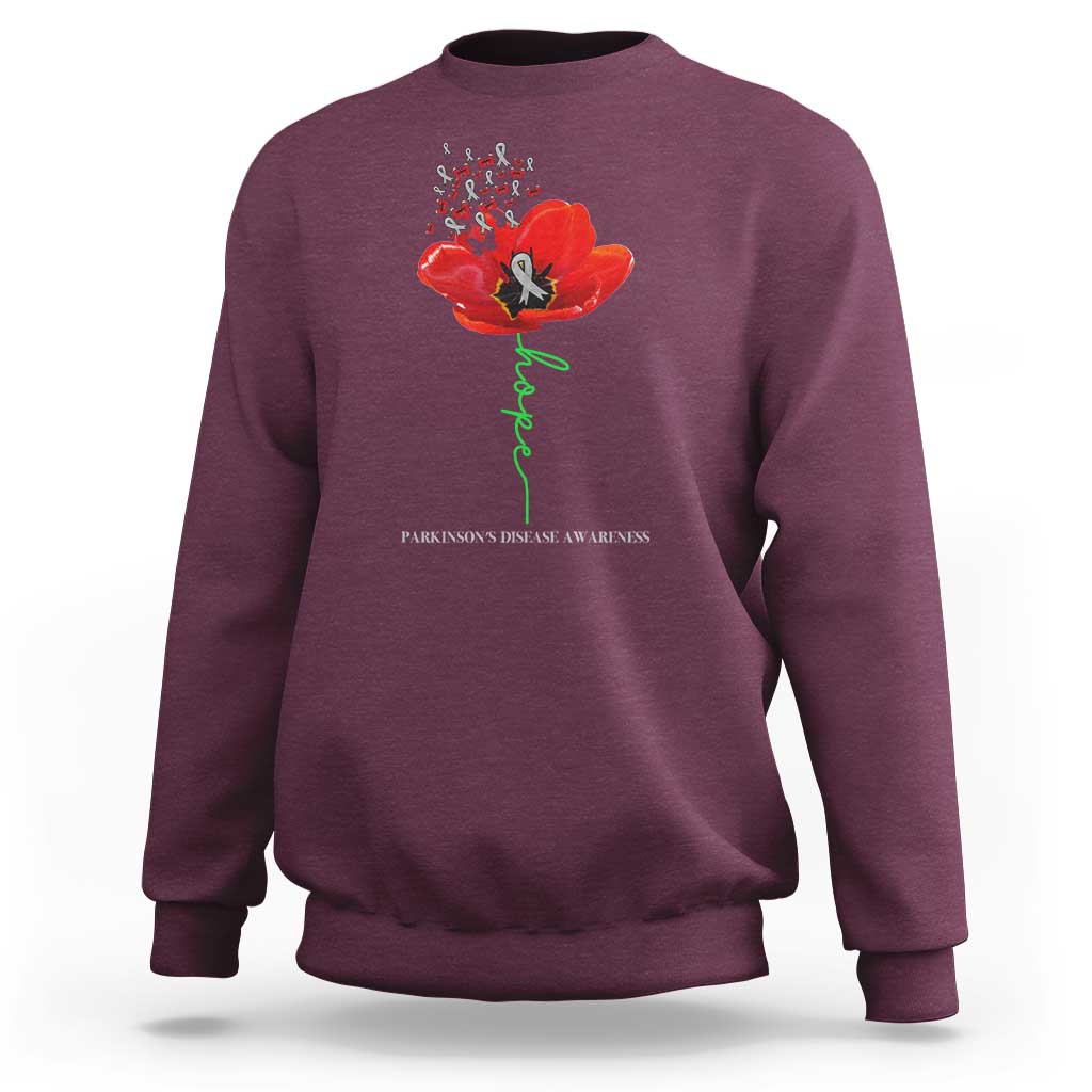 Parkinson's Awareness Sweatshirt Faith Hope Tulips Support Parkinsons Warrior