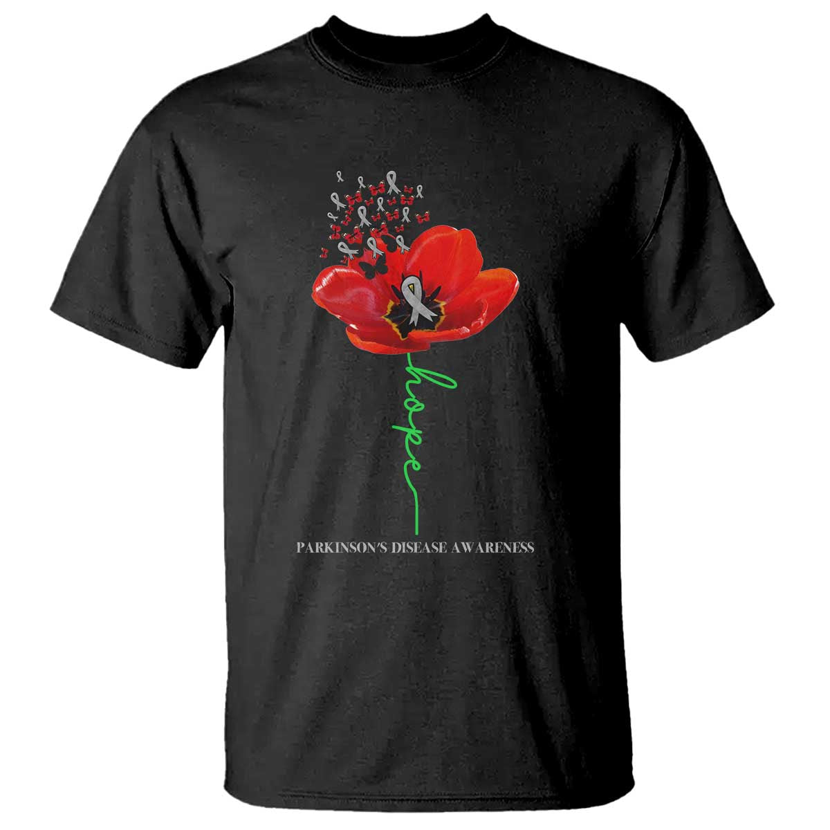Parkinson's Awareness T Shirt Faith Hope Tulips Support Parkinsons Warrior