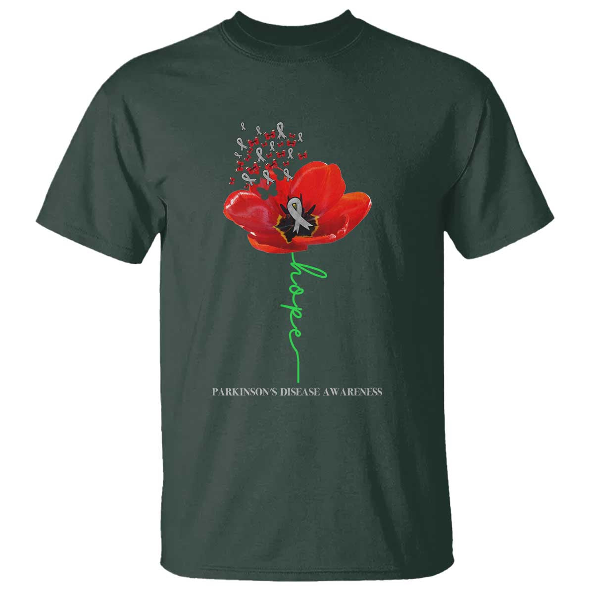 Parkinson's Awareness T Shirt Faith Hope Tulips Support Parkinsons Warrior