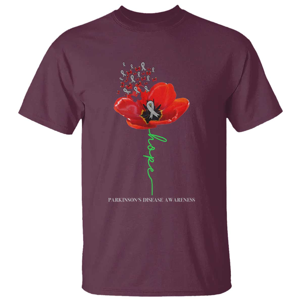 Parkinson's Awareness T Shirt Faith Hope Tulips Support Parkinsons Warrior