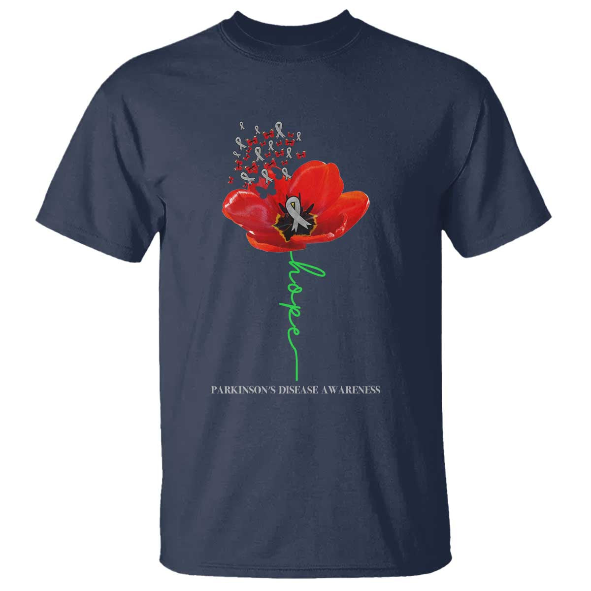 Parkinson's Awareness T Shirt Faith Hope Tulips Support Parkinsons Warrior