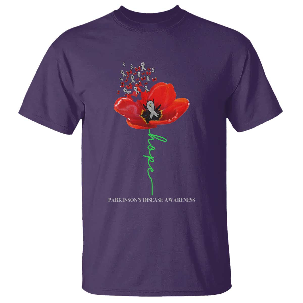 Parkinson's Awareness T Shirt Faith Hope Tulips Support Parkinsons Warrior