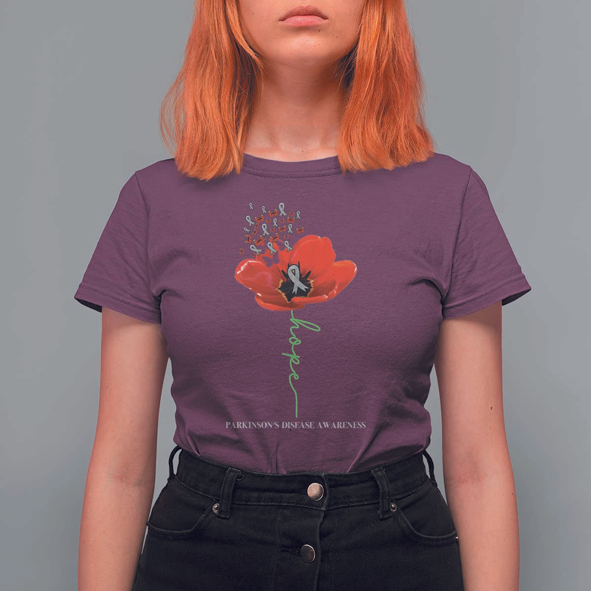 Parkinson's Awareness T Shirt For Women Faith Hope Tulips Support Parkinsons Warrior
