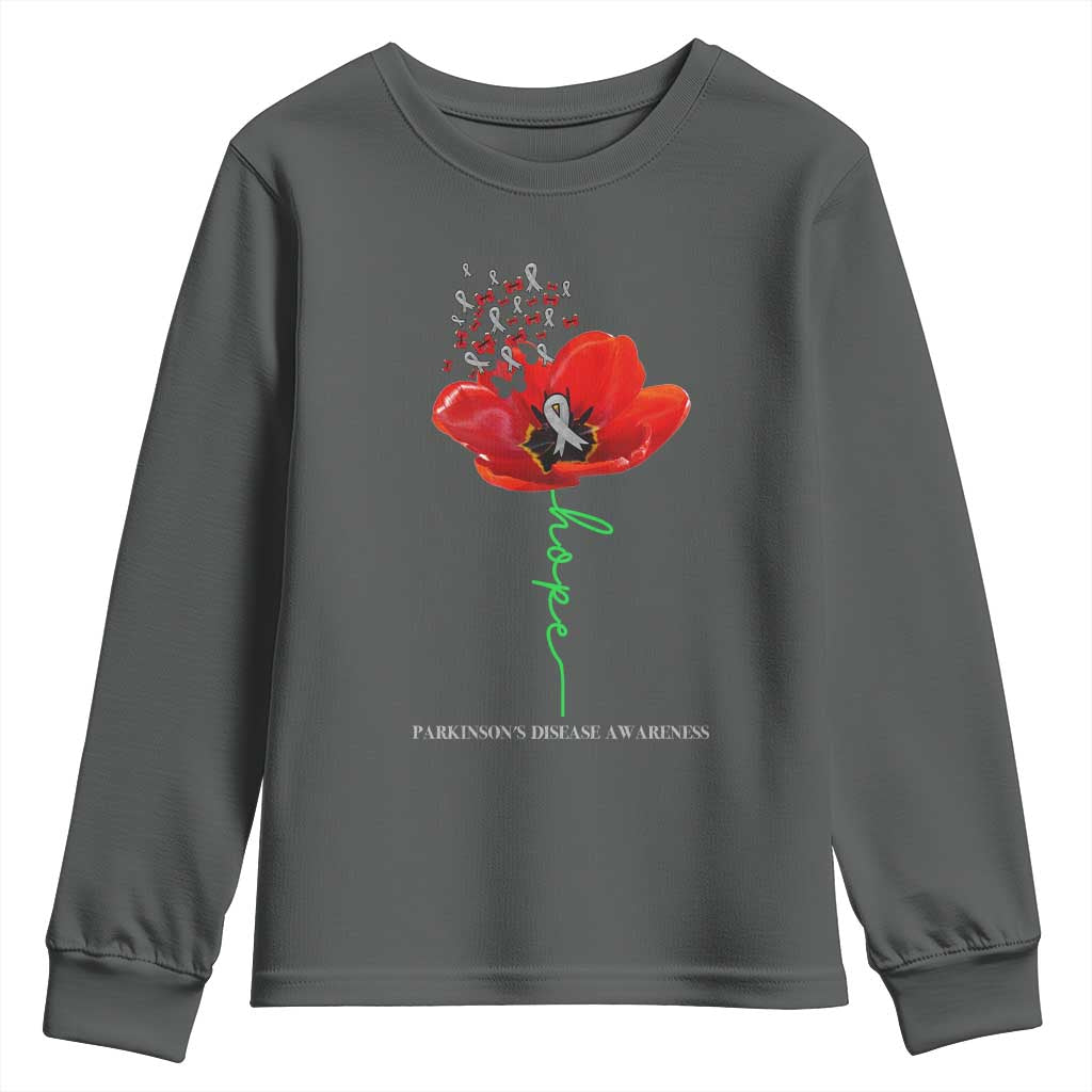 Parkinson's Awareness Youth Sweatshirt Faith Hope Tulips Support Parkinsons Warrior