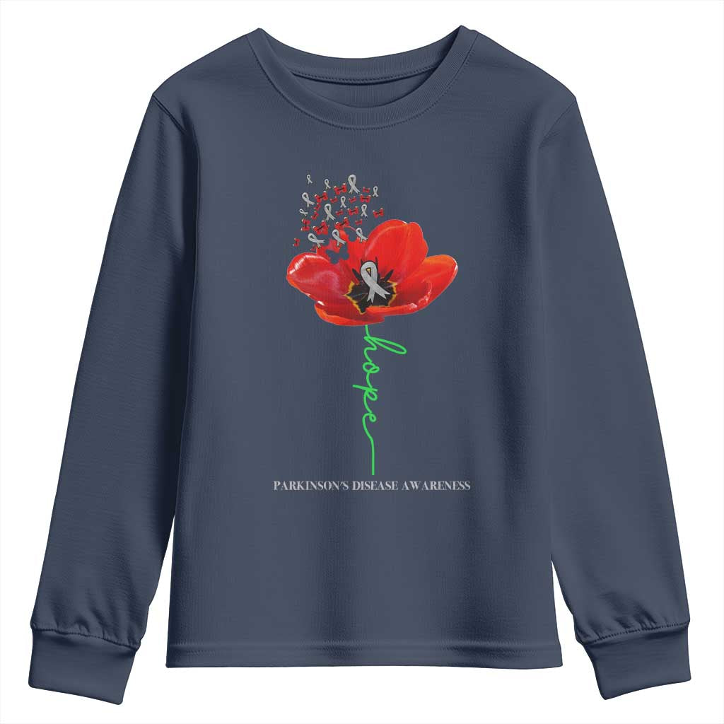 Parkinson's Awareness Youth Sweatshirt Faith Hope Tulips Support Parkinsons Warrior