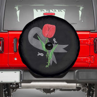 Parkinson's Awareness Spare Tire Cover Gray Ribbon Tulips Support Parkinsons Warrior