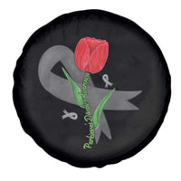 Parkinson's Awareness Spare Tire Cover Gray Ribbon Tulips Support Parkinsons Warrior
