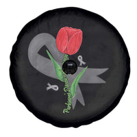 Parkinson's Awareness Spare Tire Cover Gray Ribbon Tulips Support Parkinsons Warrior