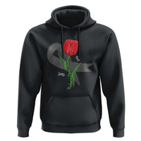 Parkinson's Awareness Hoodie Gray Ribbon Tulips Support Parkinsons Warrior