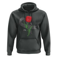 Parkinson's Awareness Hoodie Gray Ribbon Tulips Support Parkinsons Warrior
