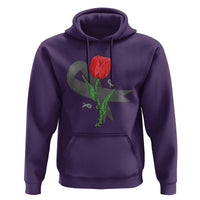 Parkinson's Awareness Hoodie Gray Ribbon Tulips Support Parkinsons Warrior