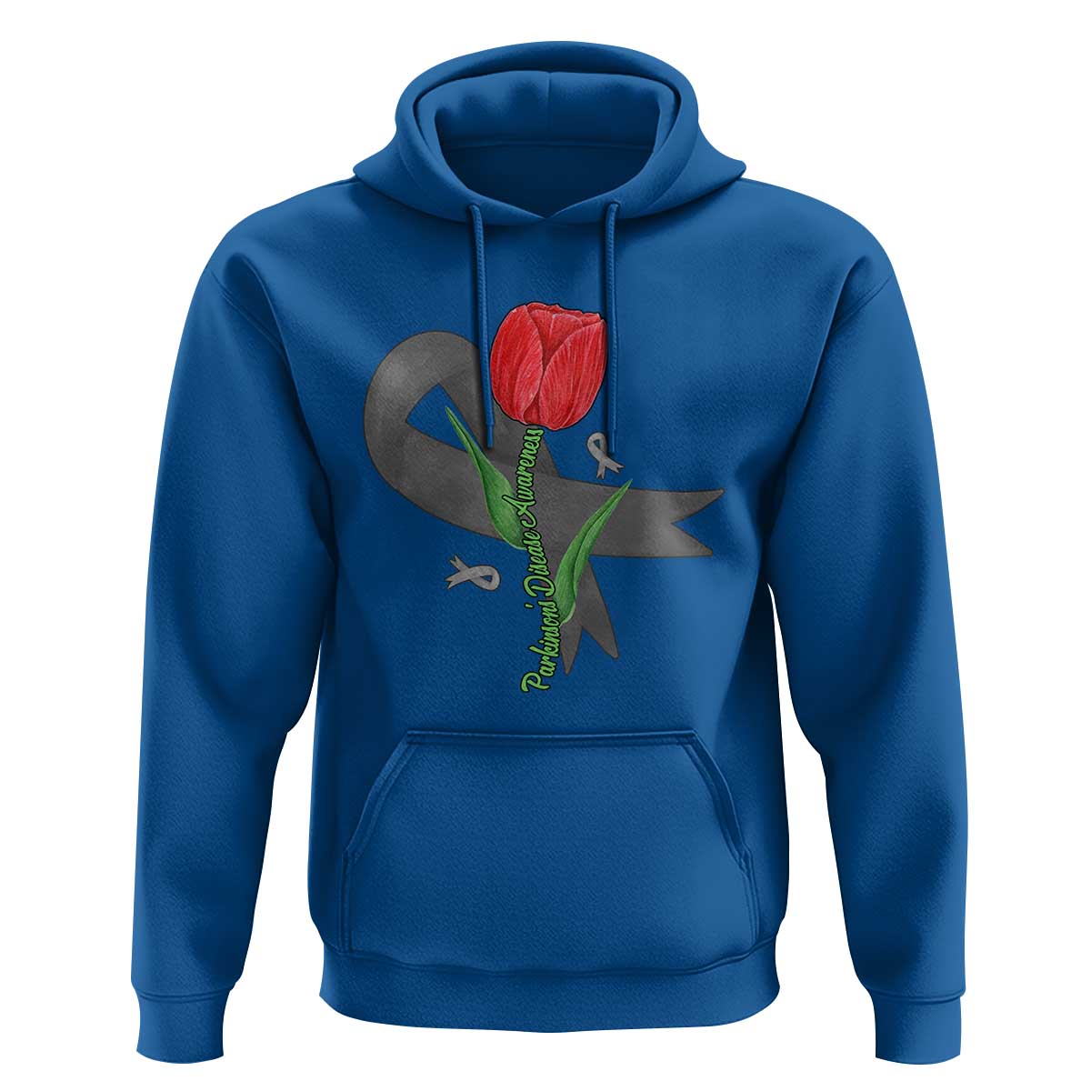 Parkinson's Awareness Hoodie Gray Ribbon Tulips Support Parkinsons Warrior