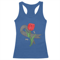 Parkinson's Awareness Racerback Tank Top Gray Ribbon Tulips Support Parkinsons Warrior