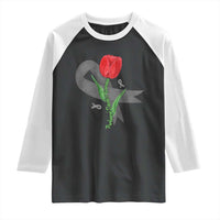 Parkinson's Awareness Raglan Shirt Gray Ribbon Tulips Support Parkinsons Warrior