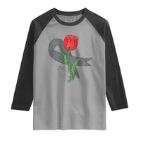 Parkinson's Awareness Raglan Shirt Gray Ribbon Tulips Support Parkinsons Warrior