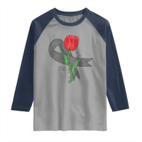Parkinson's Awareness Raglan Shirt Gray Ribbon Tulips Support Parkinsons Warrior