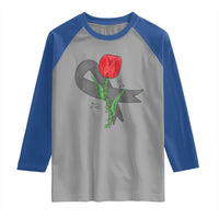 Parkinson's Awareness Raglan Shirt Gray Ribbon Tulips Support Parkinsons Warrior