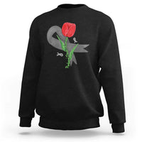 Parkinson's Awareness Sweatshirt Gray Ribbon Tulips Support Parkinsons Warrior