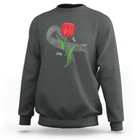 Parkinson's Awareness Sweatshirt Gray Ribbon Tulips Support Parkinsons Warrior