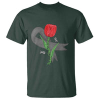 Parkinson's Awareness T Shirt Gray Ribbon Tulips Support Parkinsons Warrior