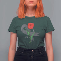 Parkinson's Awareness T Shirt For Women Gray Ribbon Tulips Support Parkinsons Warrior