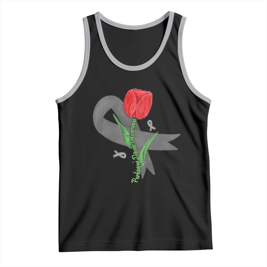 Parkinson's Awareness Tank Top Gray Ribbon Tulips Support Parkinsons Warrior