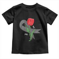 Parkinson's Awareness Toddler T Shirt Gray Ribbon Tulips Support Parkinsons Warrior